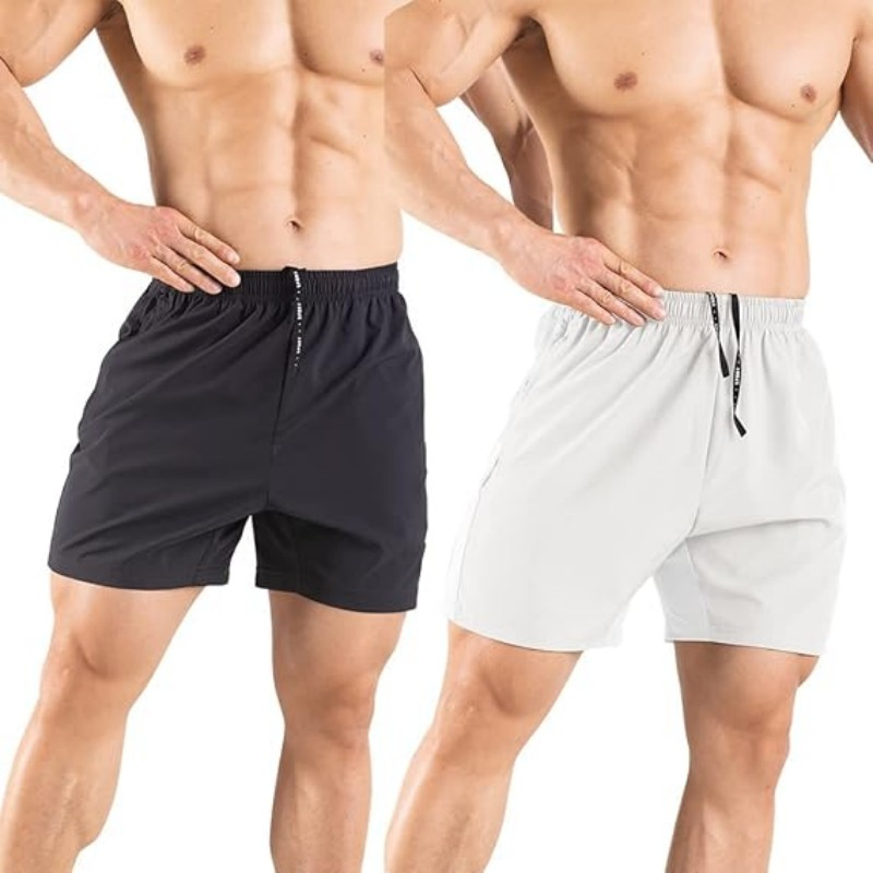 Men's Athletic Training Shorts - Breathable Basketball Shorts with Zippered Pockets for Gym and Casual Activities