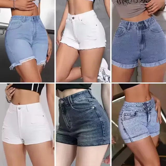 Retro High-Waisted Distressed Denim Shorts 3