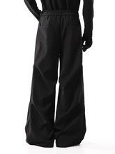 Black Modern Wide-Leg Tailored Commuter Suit Trousers for Men (CFQDNZ-2528)