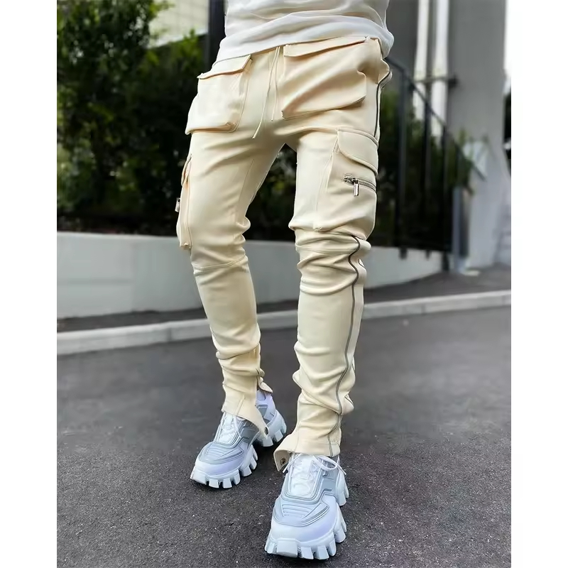 Reflective Small Foot Work Pockets Elastic Sports Plus Size Men Cargo Trousers