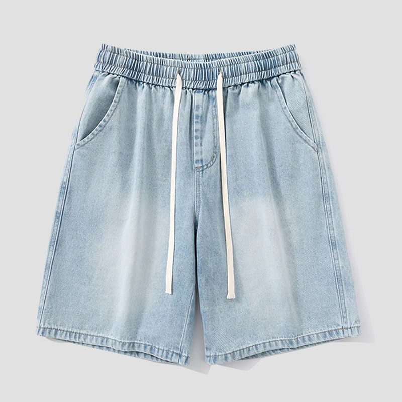 Men Casual Washed Summer Denim Short Pants Loose Fit Jeans Cargo Shorts