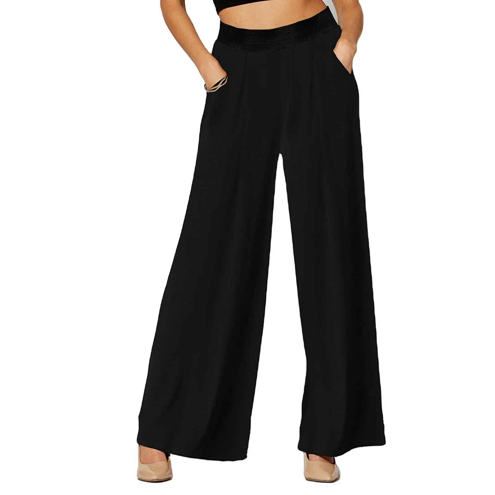 Chic High Waist Wide Leg Trousers for Women Office Wear