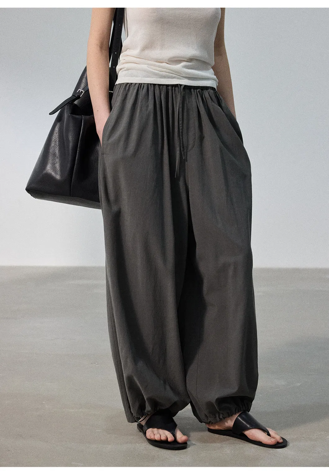 Women's Linen Wide Leg Trousers Detail 1