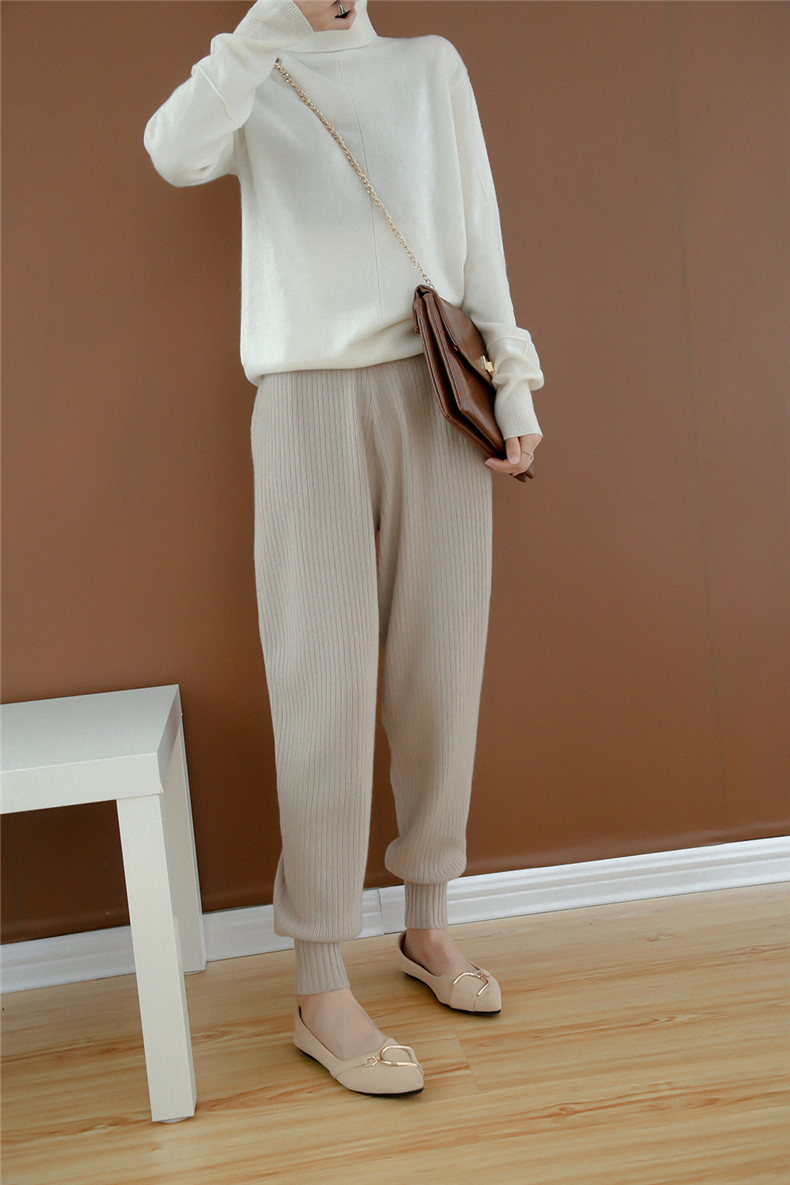 Square Fonda Cashmere Joggers Loose High Waist Pants Ladies Trousers.