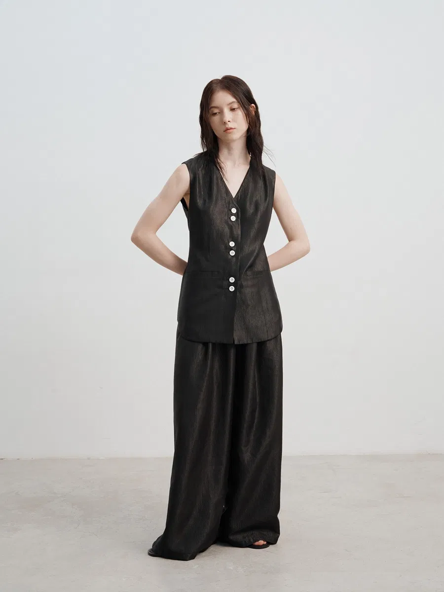 Acetate Wide-Leg Pants Detail 3