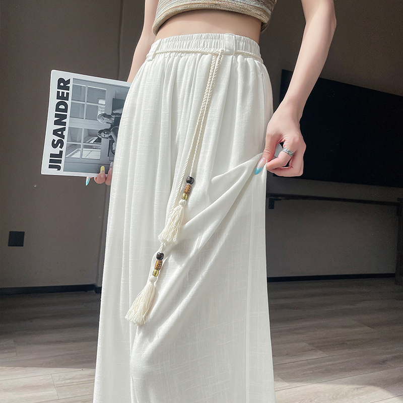 Chic White Linen Wide-Leg Trousers for Relaxed Summer Style