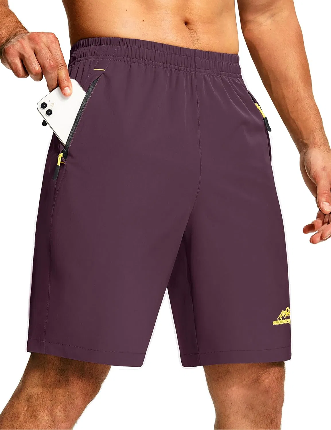Men's Running Athletic Shorts 9" Quick Dry Workout Gym Shorts Lightweight Summer Shorts 3 Zipper Pockets