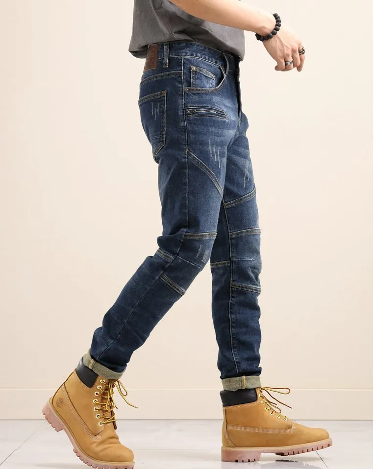 Motorcycle Jeans Slim Fit Stretch Fashion Pants