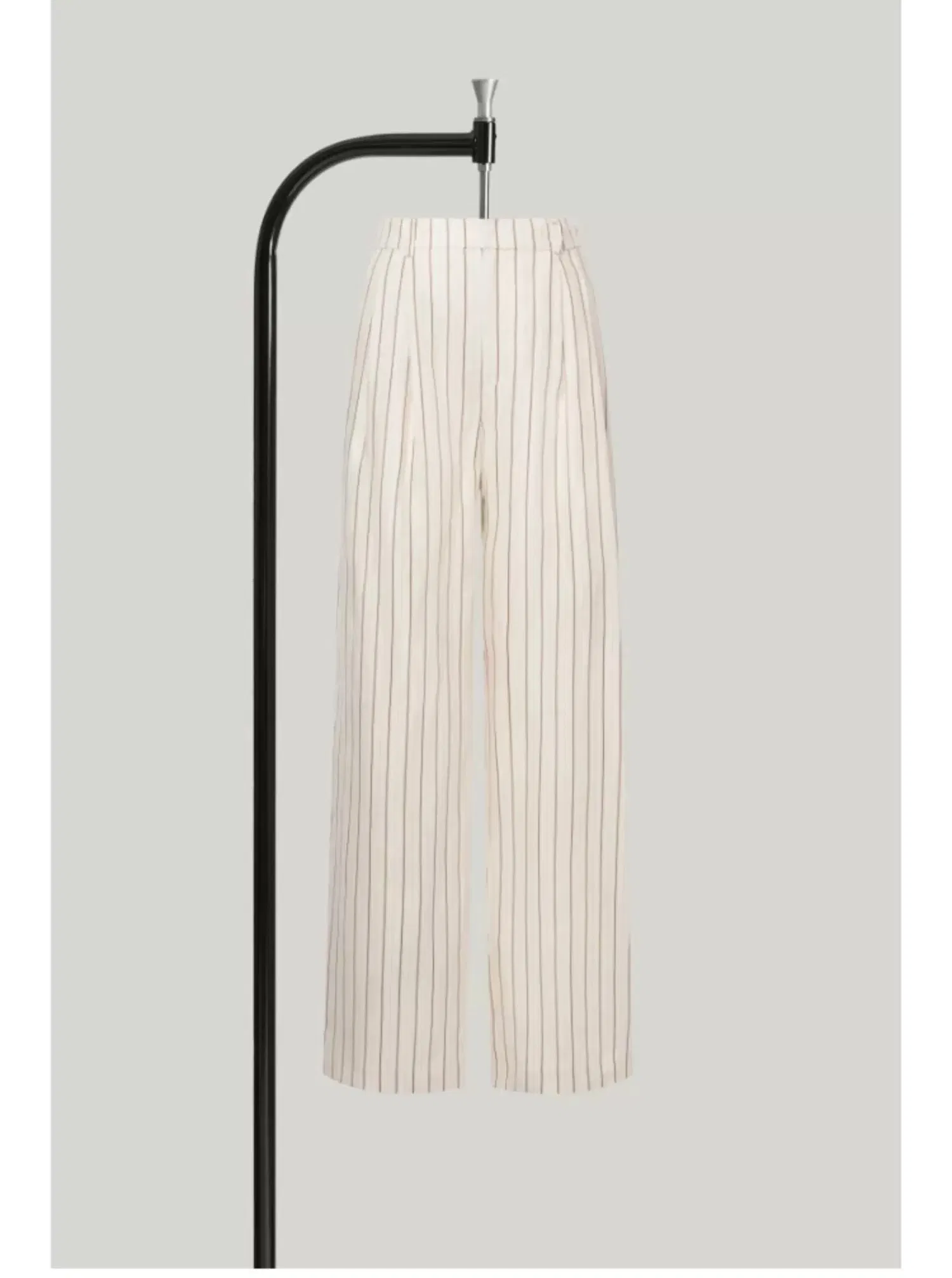 Wholesale Luxury Women Suits Pants with Pinstripes Linen Fabric and Loose Straight Fit Design