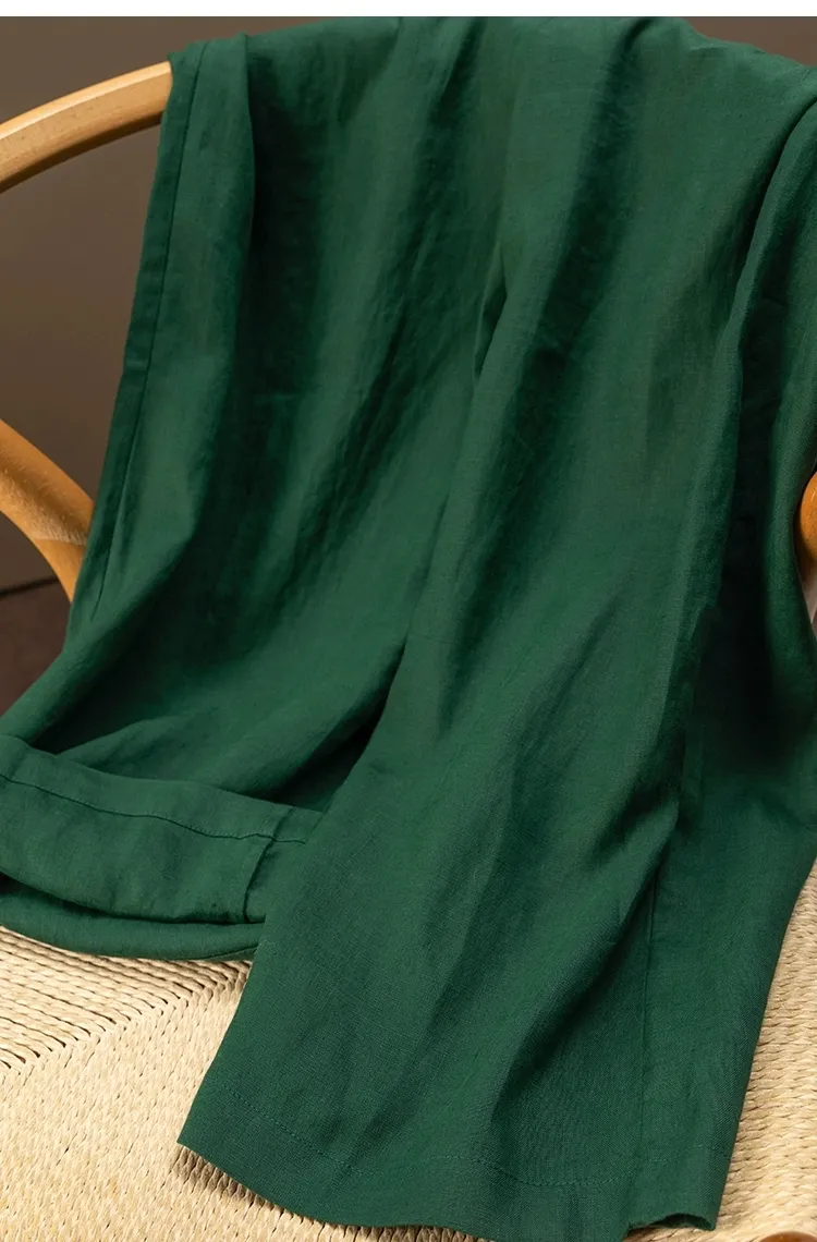 High-Waist Linen Trousers Side View