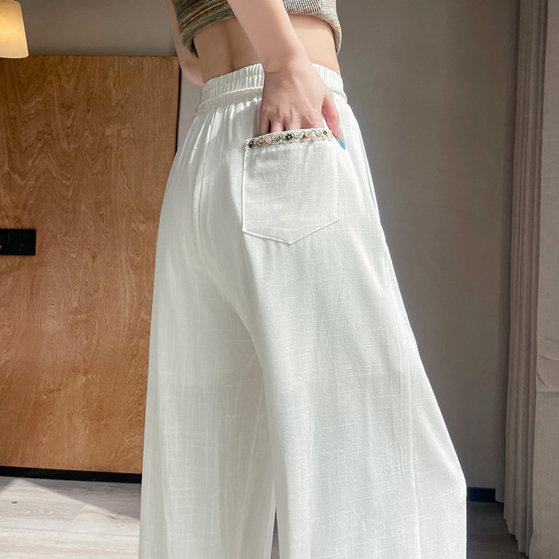 Chic White Linen Wide-Leg Trousers for Relaxed Summer Style
