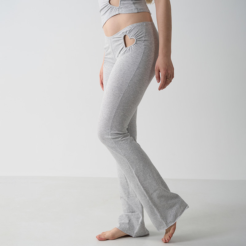 Cotton Jersey Heart Flare Legging Flared Cotton Low-Rise Slim Fit Heart-Cut Trousers