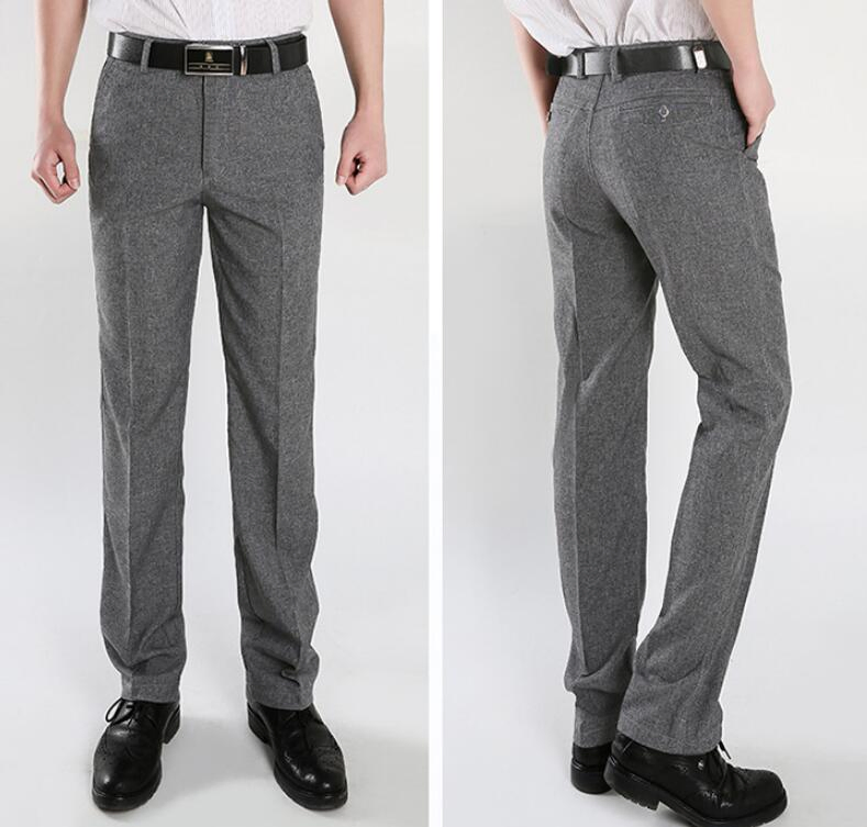 Classic Mens Casual Pants Lightweight Elasticated Waist Linen Trousers