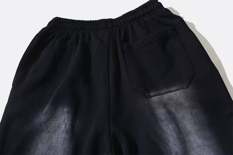 Washed Black Hellstar Pants Streetwear Joggers with Vintage Texture