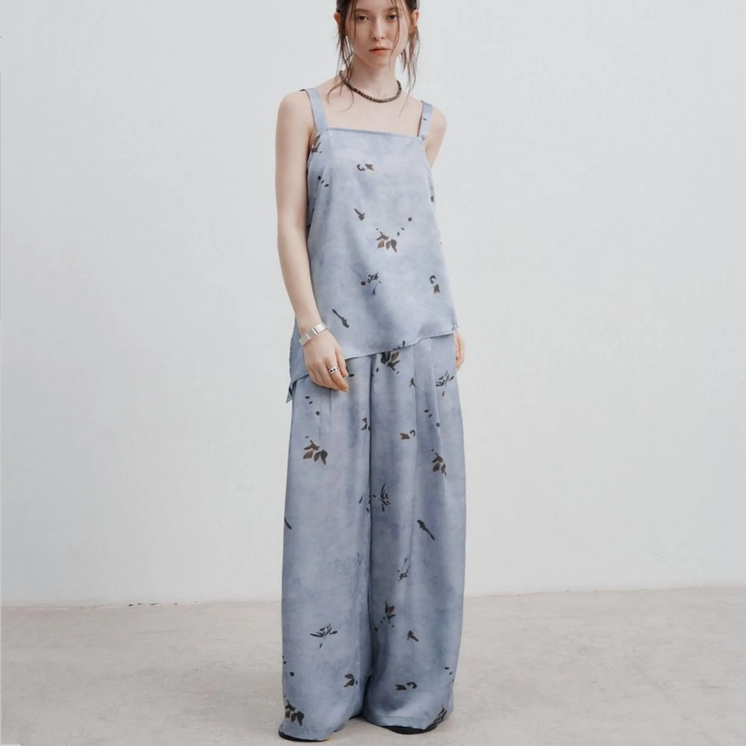 Factory Customization Summer High Waist Wide-Leg Casual Trousers for Women