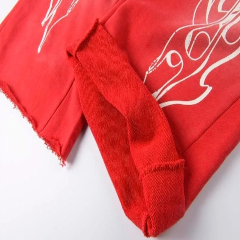 Hellstar Red Flared Leg Jogger Pants with Flame Graphic Design and Logo Print