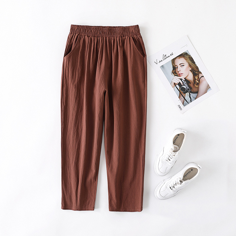 Spring Summer Cotton Linen Pants Large Size Women's Trousers Solid Casual Loose Linens Capri Pants Female Harem Pants Women