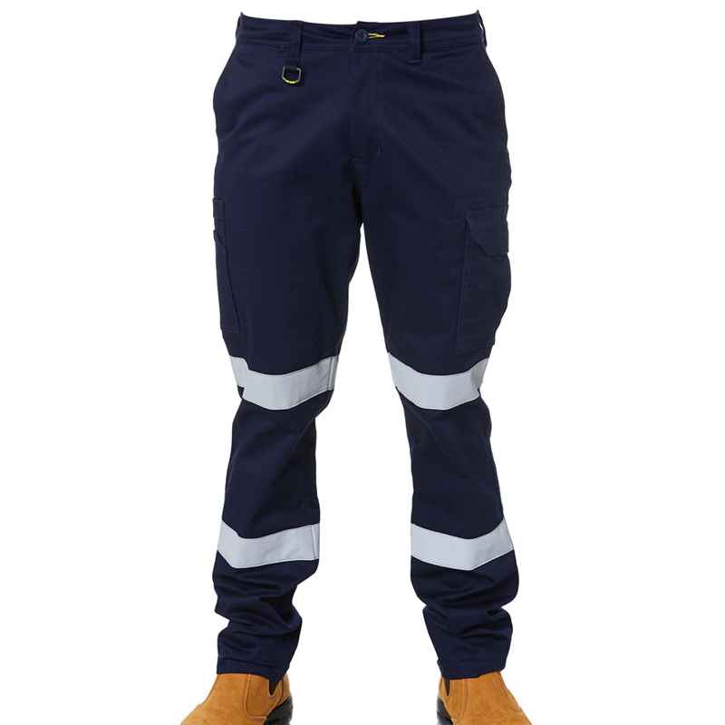 Wholesale Multi Pocket Reflective Safety Trousers Custom Work Uniform Navy Blue Chino Men Cargo Pants