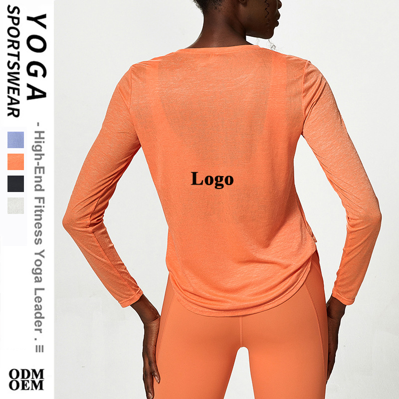 Wholesale Sweat Suits Loosse Workout Gym Top Quick Dry Running Sweatshirt Sweatsuits Women Yoga Longs Sleeve Shirt