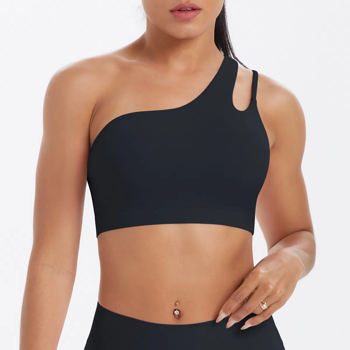 Wholesale Sexy One Shoulder Sports Bra for Women Medium Support Workout Yoga Asymmetrical Fitness Gym Crop Tank Top