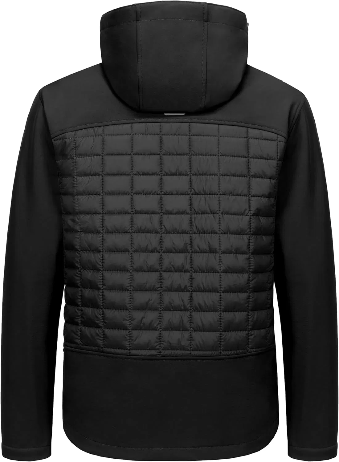 Men's Lightweight Insulated Hybrid Jacket for Hiking Running Ski Thermal Warm with Removable Hood