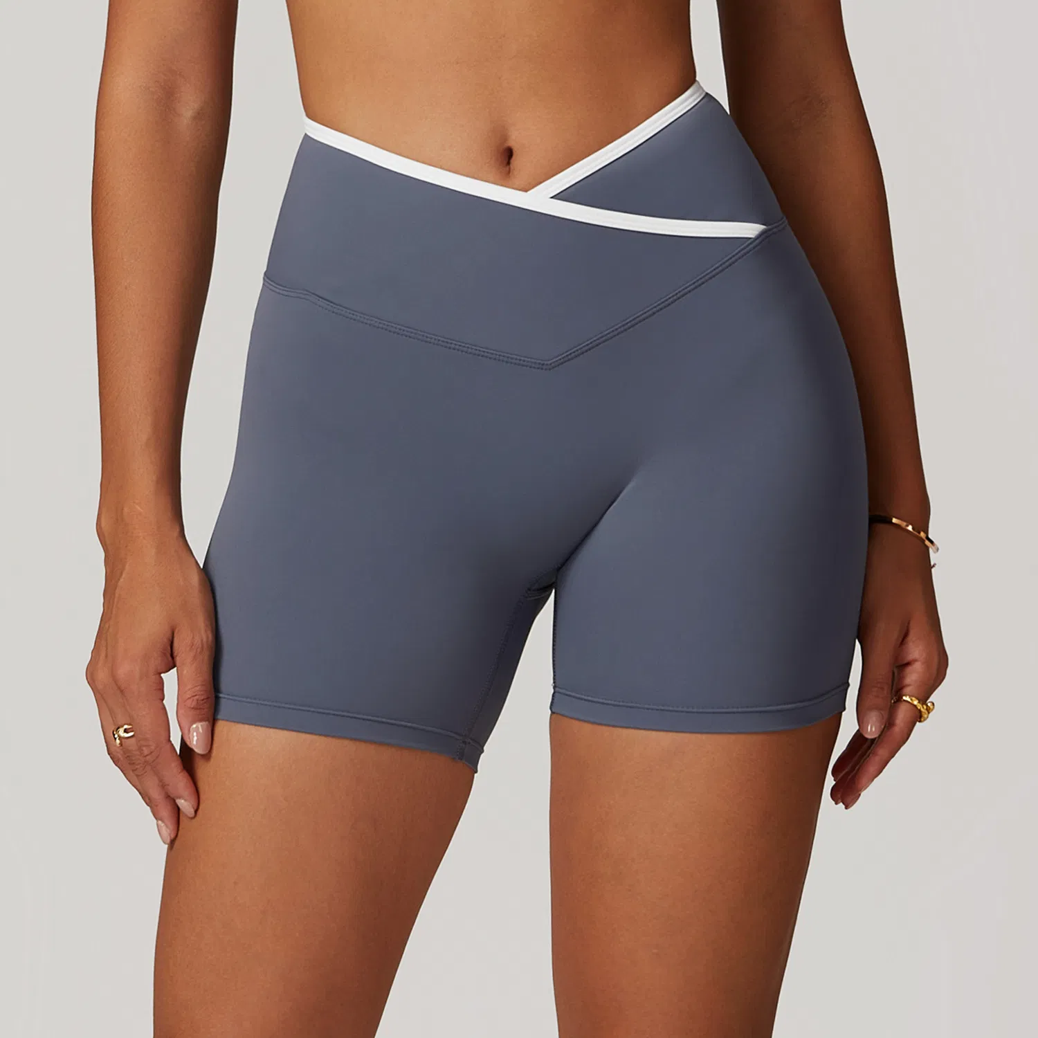 Cross High Waist Yoga Shorts Tight Nude Peach Hip-Lifting Sports Shorts