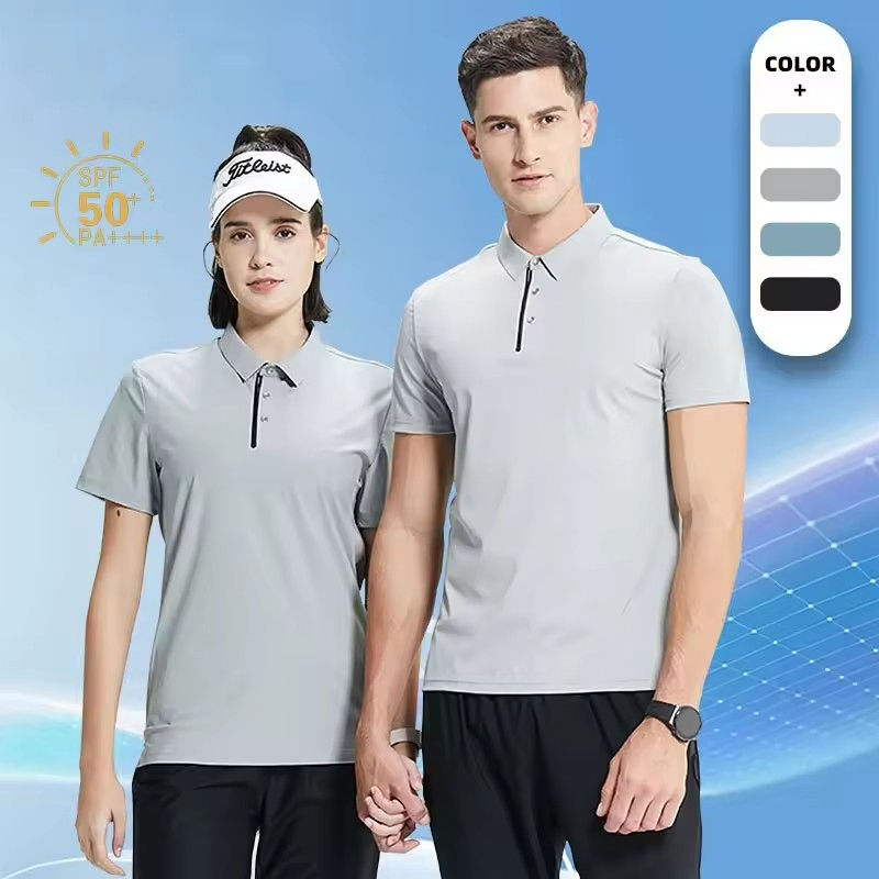 Athletic Quick Dry Polo Shirt Golf Fitness Workouts Sweat-Wicking Golf Tennis Sports Men T Shirt