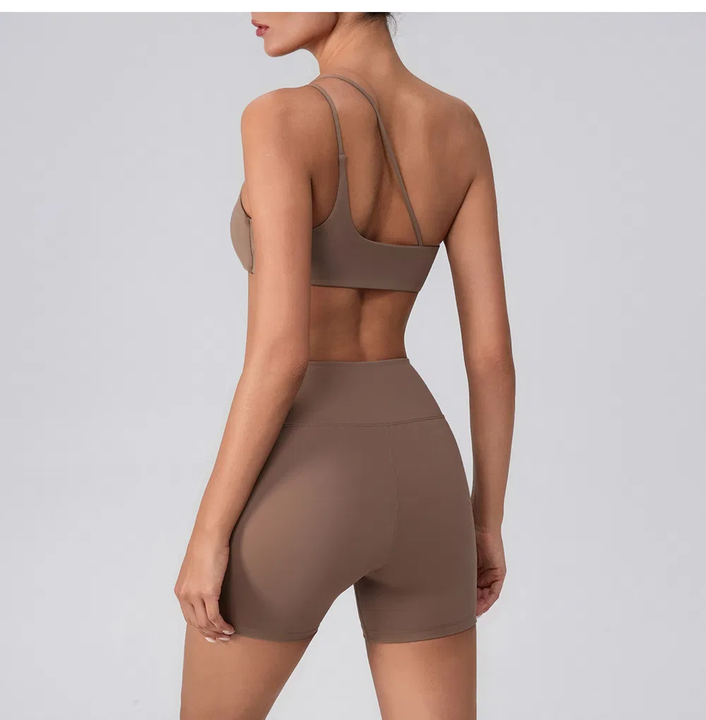 2025 Newest Breathable Air Hole Running Yoga Shorts Women Custom Cross Waistband Workout Shorts