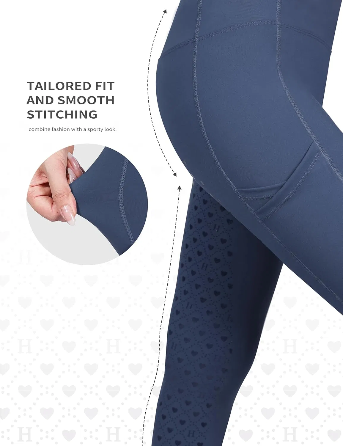 Women's Full Seat Riding Tights with Double-Layer Pockets Equestrian Breeches