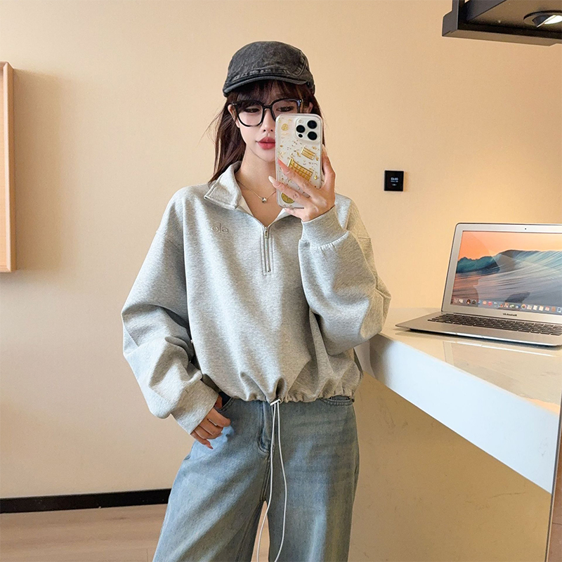 Custom Sports Sweatshirt for Autumn and Winter Running, Half Zipper Training, Long Sleeved Outerwear, Half Zipper Hoodies Women