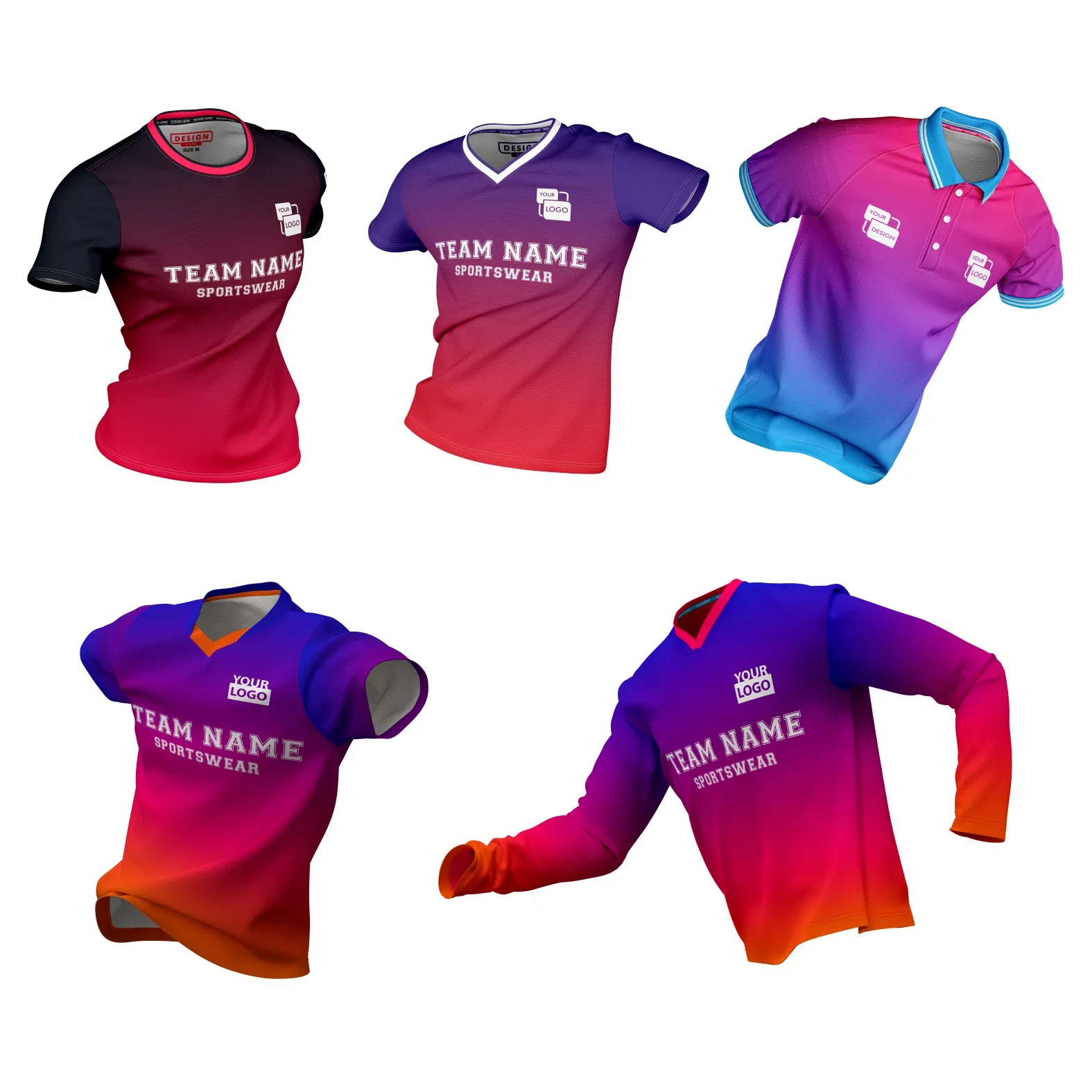 Custom Sublimation Sport Jersey for Soccer Football Basketball Cycling Fishing Baseball Rugby Hockey Golf Archery Quick Dry Polyester Polo Jerseys Dropshipping