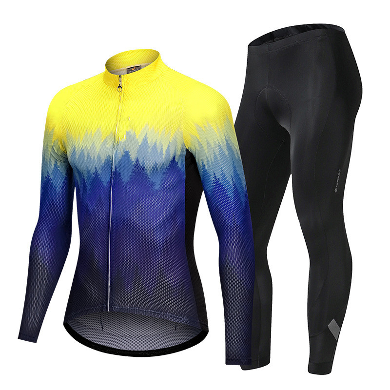 Hot Custom Sportswear Long Sleeve Digital Sublimated Printing Bicycle Clothes Light Material Shirts and Pants Cycling Jersey