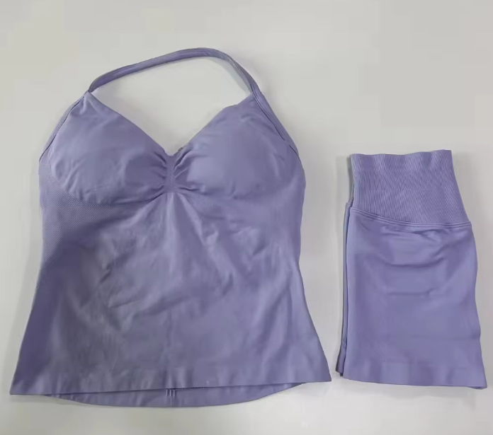 Wholesale Workout Seamless Yoga Sets Nylon Fitness Activewear Two Piece Gym Yoga Shorts Leggings Set for Women's Sport Wear