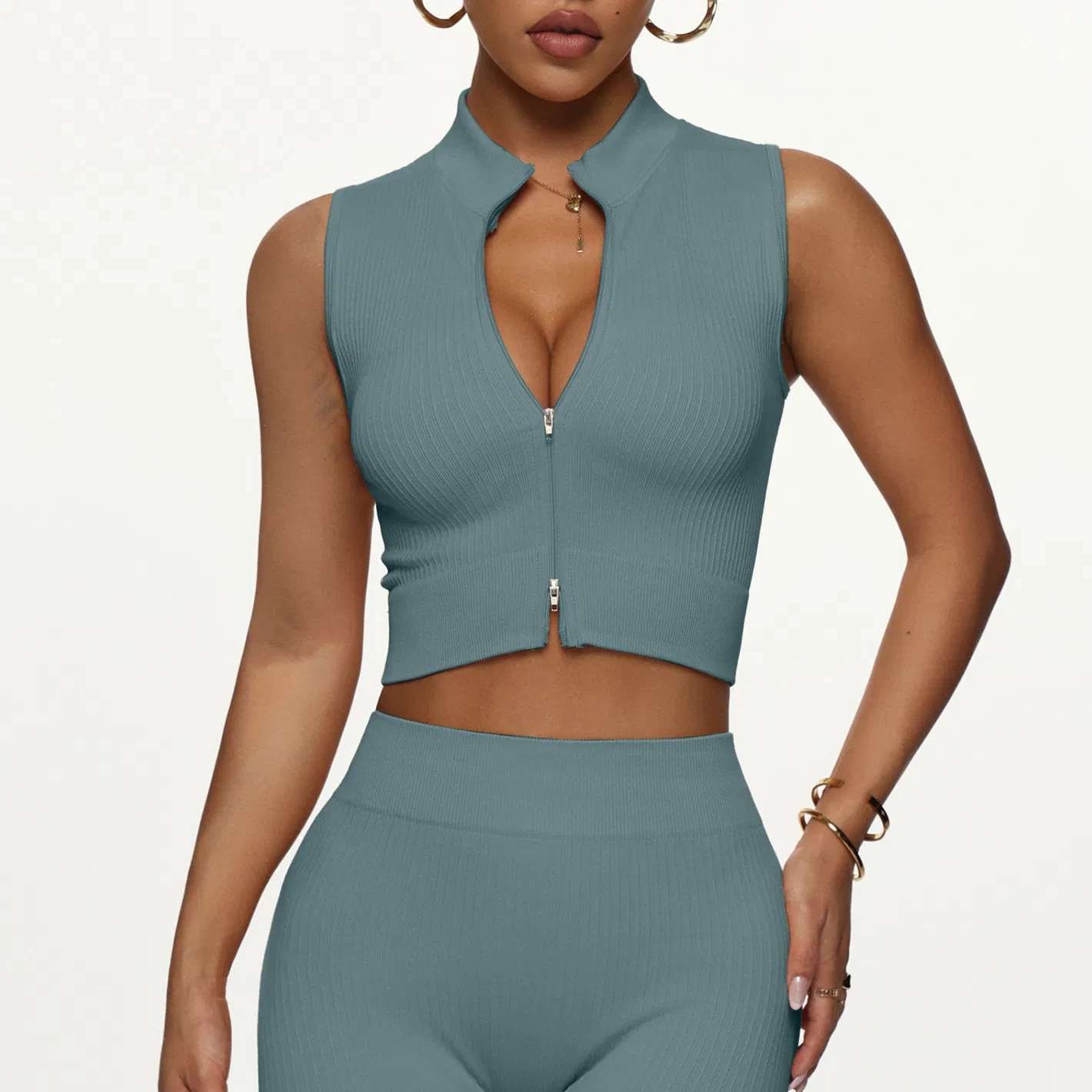 Wholesales 5 PCS Activewear Sports Underwear Fitness Clothes for Women Sports Tank Top Biker Shorts Gym Leggings Jacket Top Yoga Set