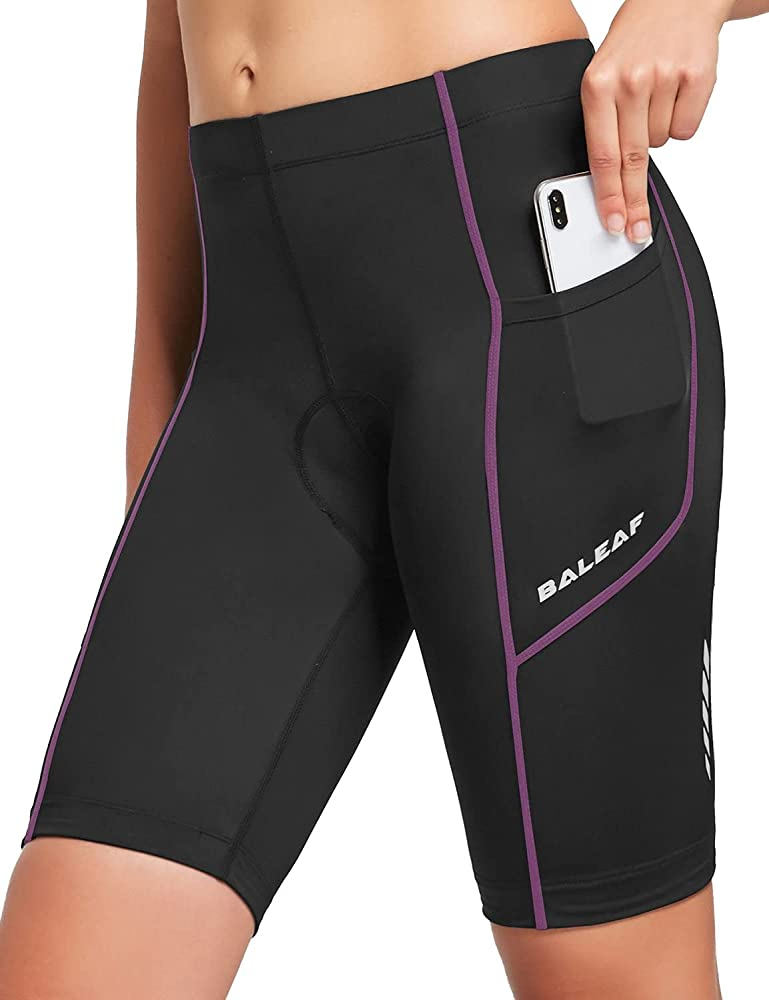 Womens Bike Shorts 3D Padded Pocket Cycling Shorts Nylon Spandex Bicycle Gel Upf 50+