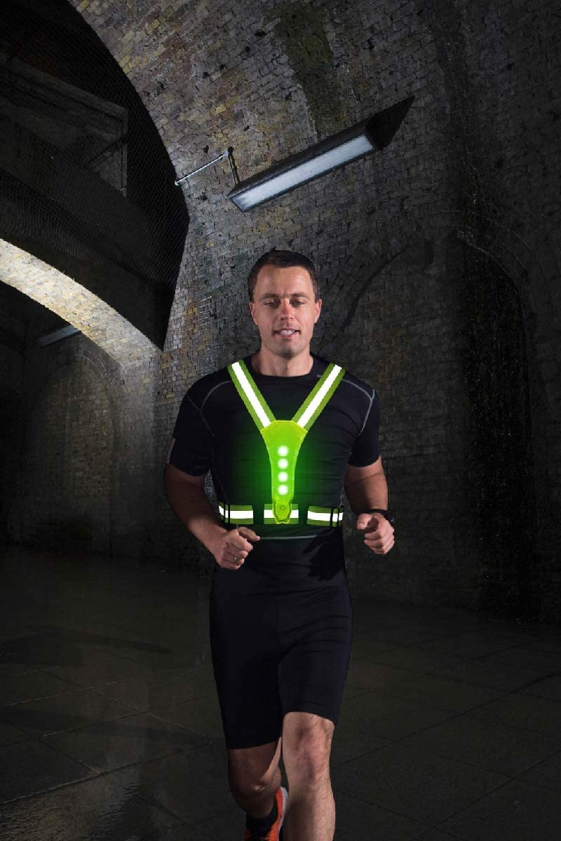 LED Running Reflective Vest Gear Adjustable Safety Waterproof Vests with High Visibility Elastic Straps