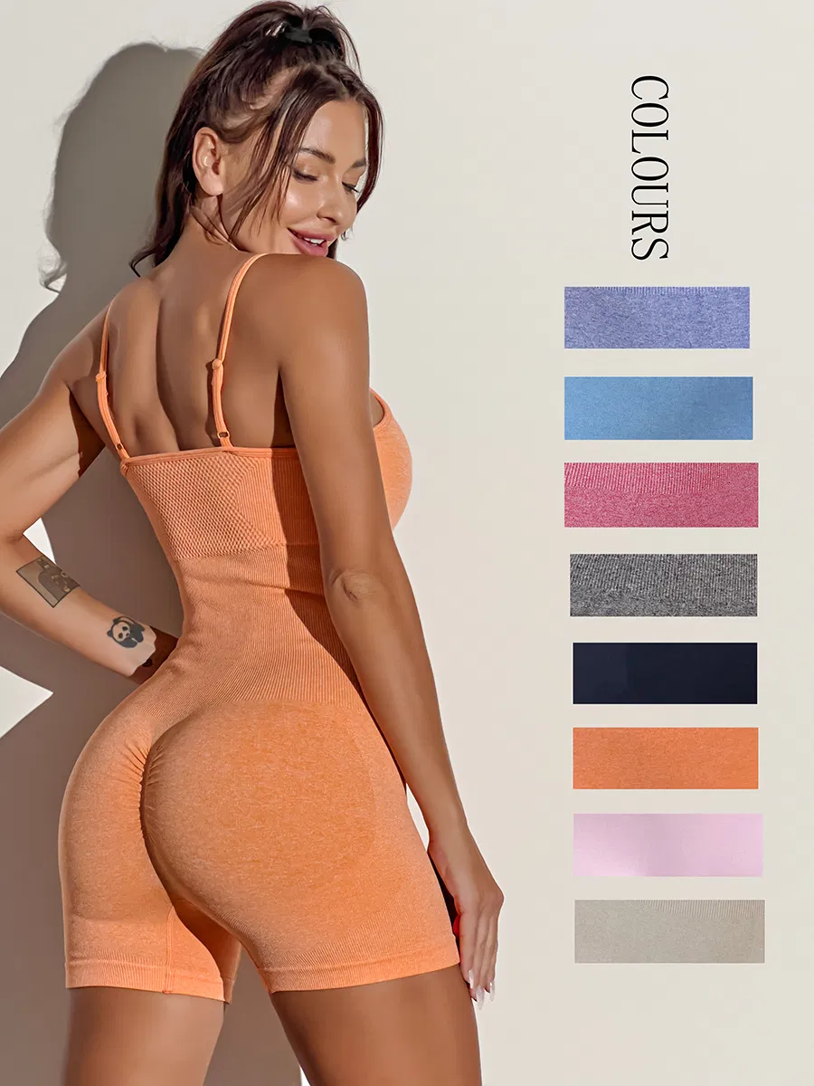 Premium Seamless Cross Border Cami Bodysuit One Piece Booty Sculpt Yoga Shorts Women