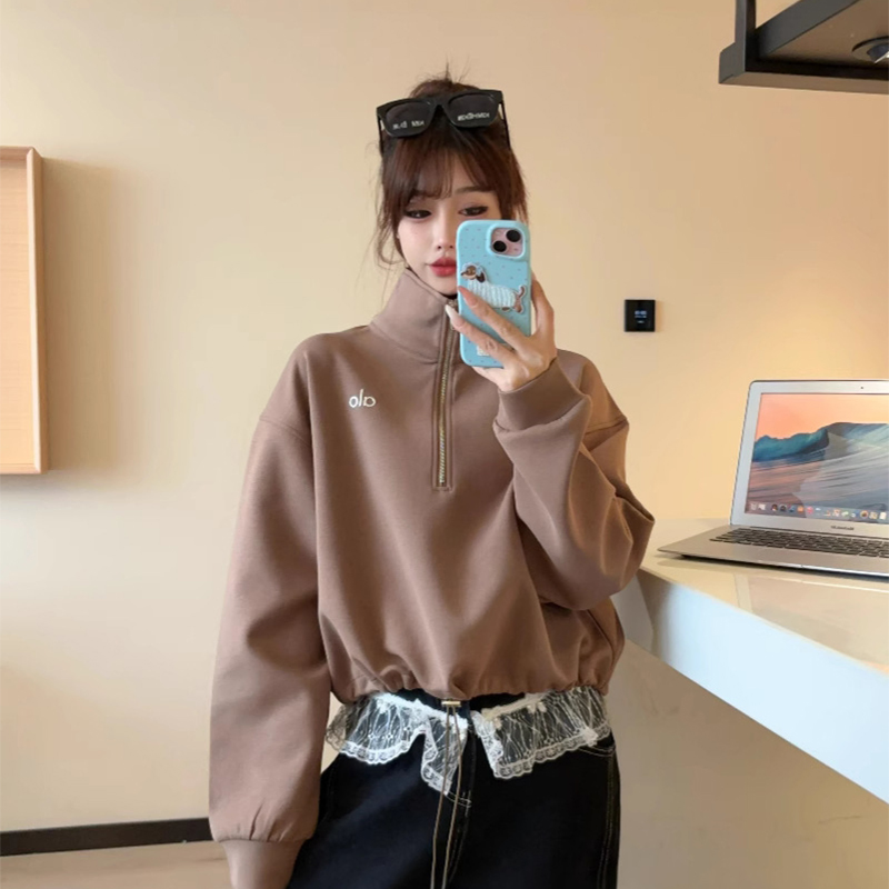 Custom Sports Sweatshirt for Autumn and Winter Running, Half Zipper Training, Long Sleeved Outerwear, Half Zipper Hoodies Women