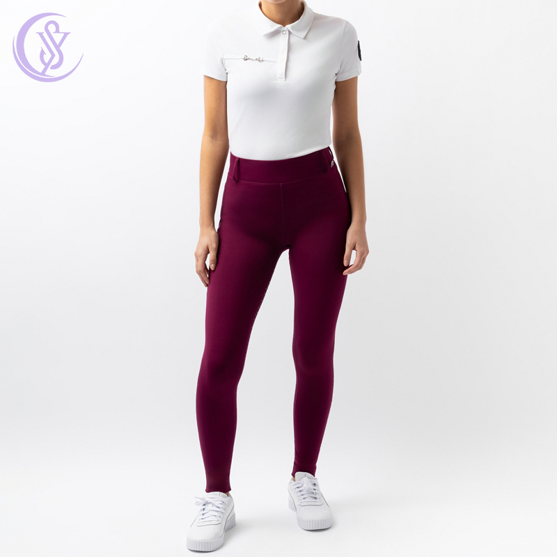 OEM Custom Logo Red Supportive Full Seat Horse Riding Tights