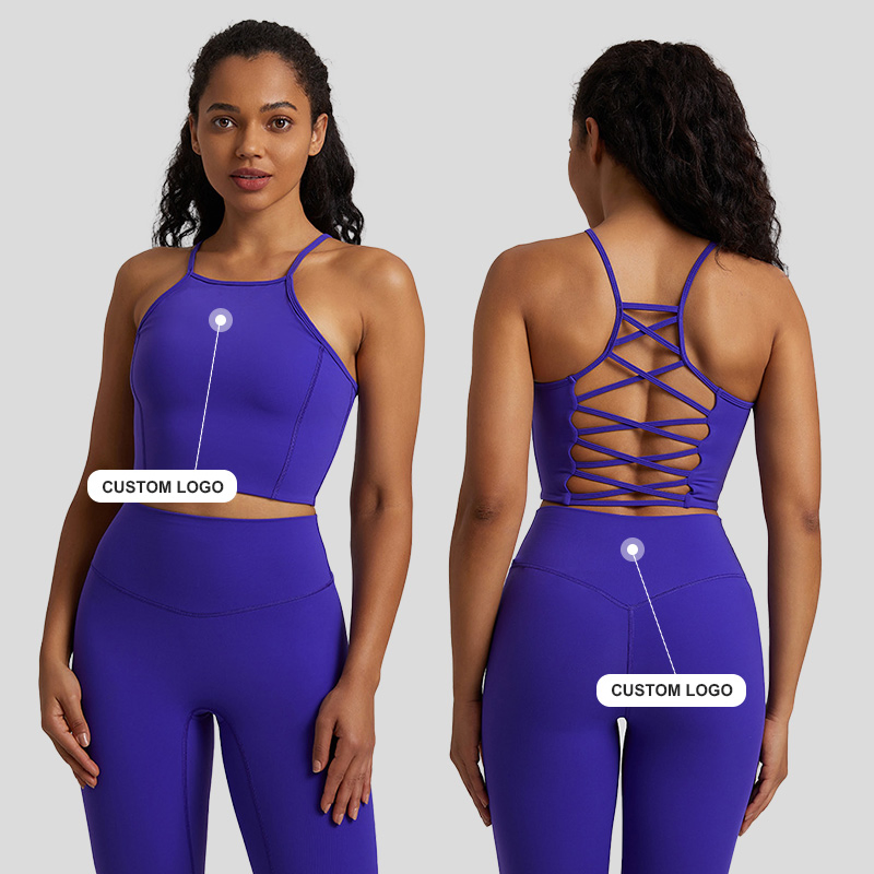 Lulu Fashion Woman's Sleeveless Crewneck Yoga Tops Buttery Soft Crossover Strapy Sexy Breathable Cami Fitness Workout Cropped Tank Tops