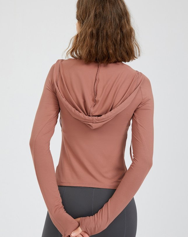 Women Breathable Sports Fitness Cross Front Hoody Yoga Crop Top