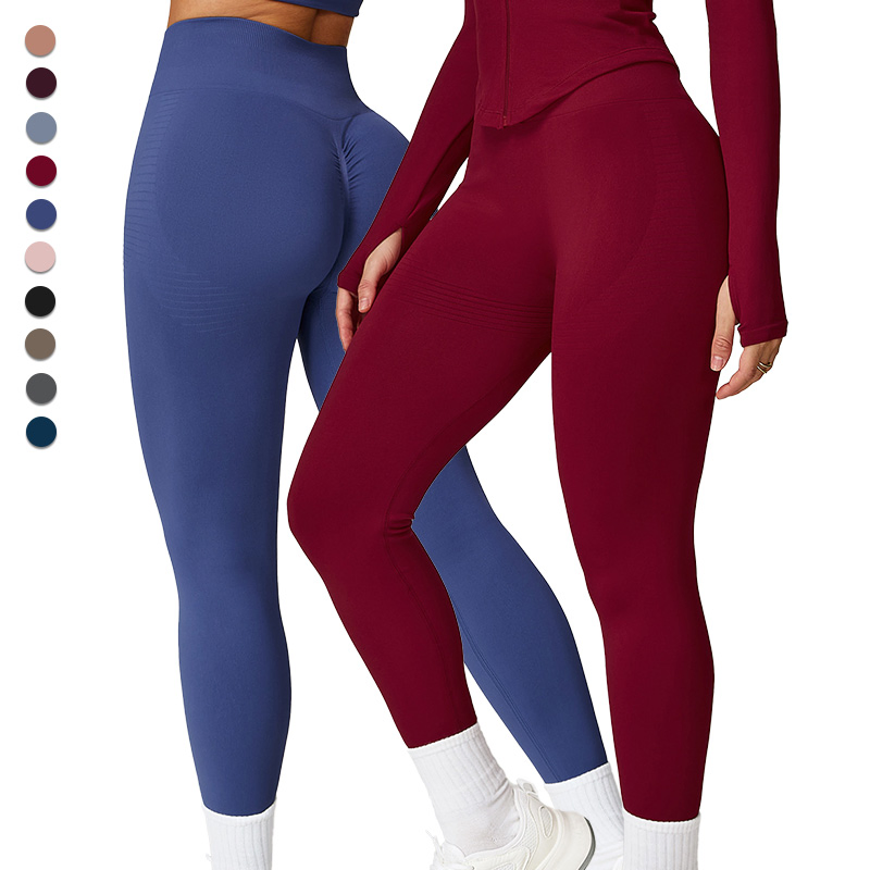 90% Nylon 10%Spandex Seamless Scrunch Butt Lift High-Waisted Tummy Control Running Gym Fitness Workout Yoga Leggings