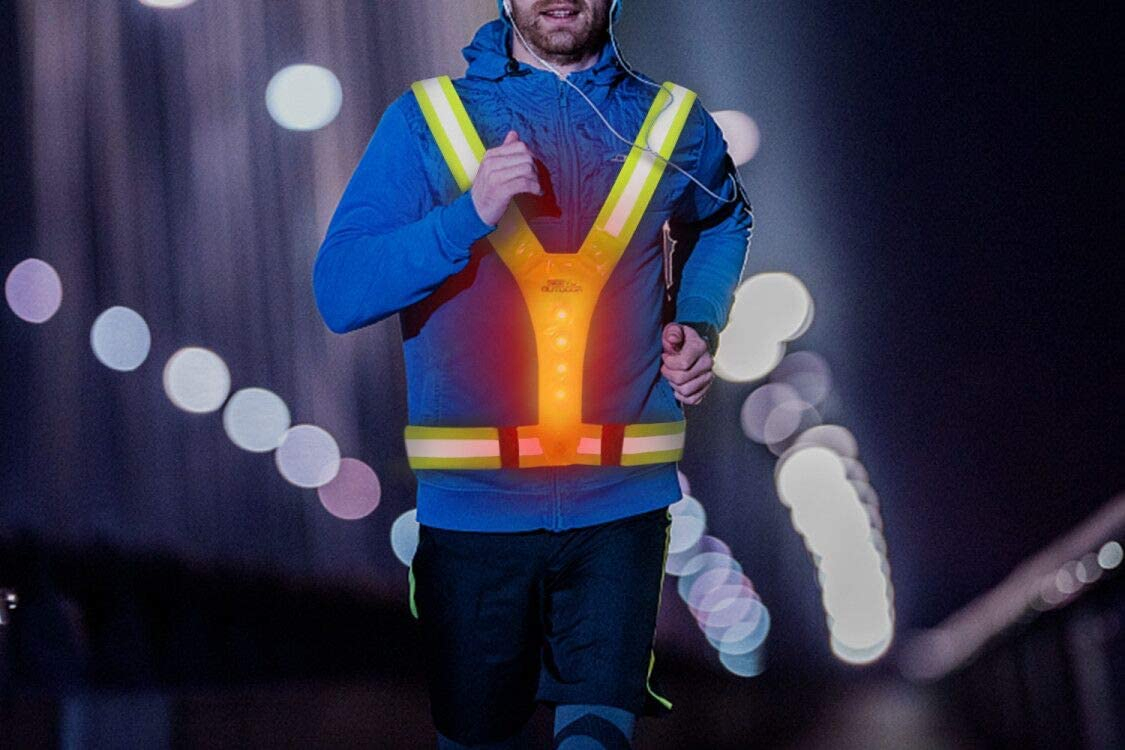 LED Running Reflective Vest Gear Adjustable Safety Waterproof Vests with High Visibility Elastic Straps