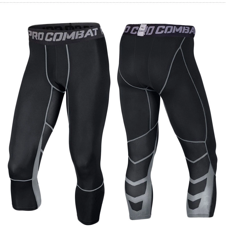 Men Compression Fitness Knee High Shorts Slim Fit/Fashion/Sports/Printed Sublimation Printed Green Tights/Leggings