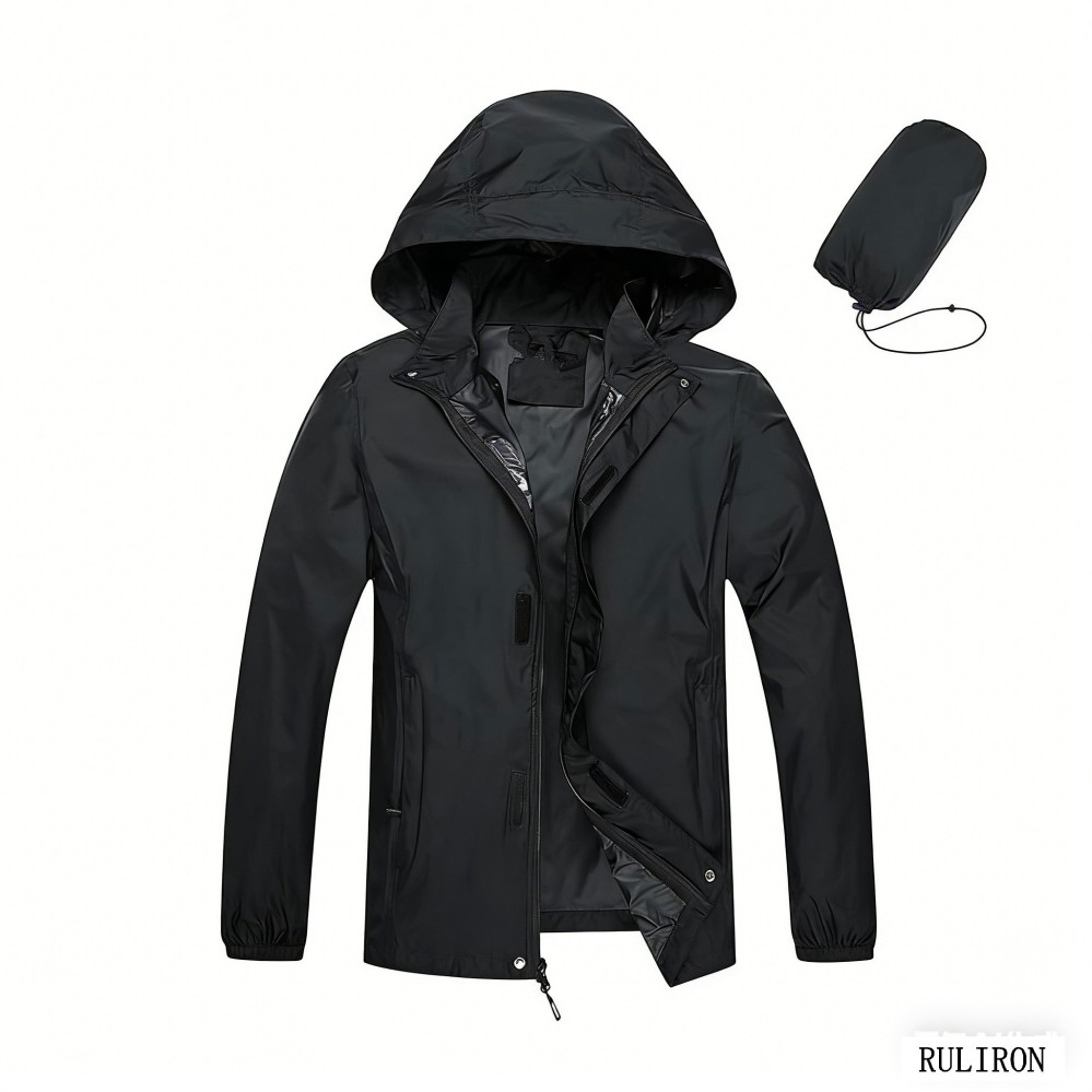 Custom Sports Packable Casual Men's Outdoor Wholesale Rain Hood Lightweight Waterproof Windbreaker Jacket for Hiking Cycling Running