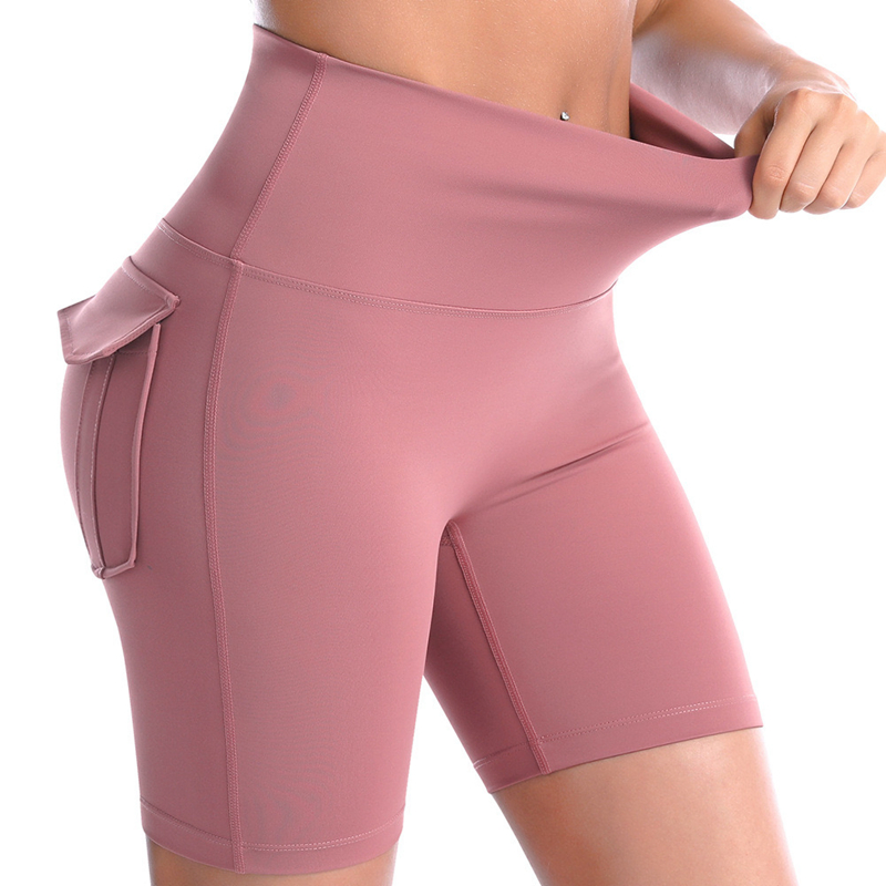 New Charm Back Cargo Pockets Biker Shorts Seamless Front Compression Workout Yoga Shorts High Waisted Gym Short Pants for Women