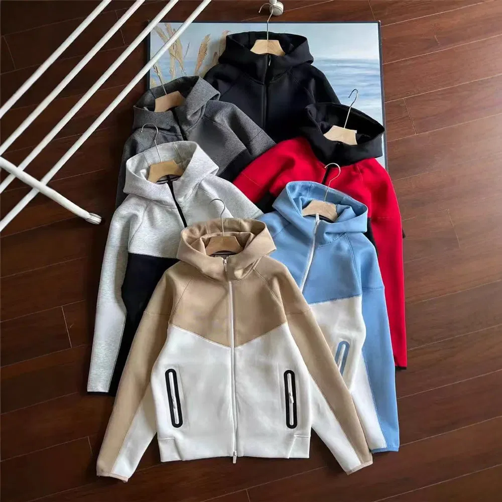 Autumn Tech Fleece Jacket Men Jogger Zip up Hoodies Training Sportswear Plain Color Fashion Men's Jackets