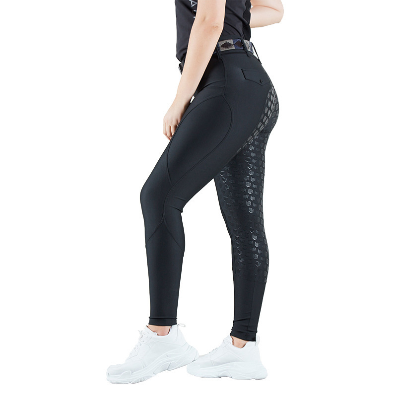 Wholesale Breathable Compression Equestrian Breeches Half Seat Grip Horse Racing Tights
