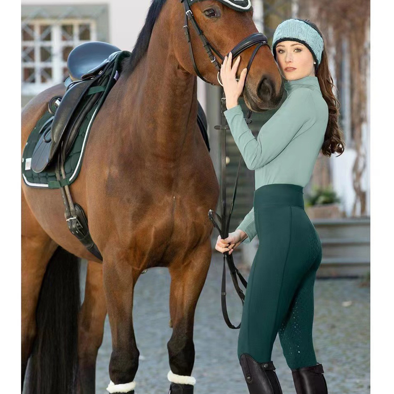 Wholesale Breathable Compression Equestrian Breeches Half Seat Grip Horse Racing Tights