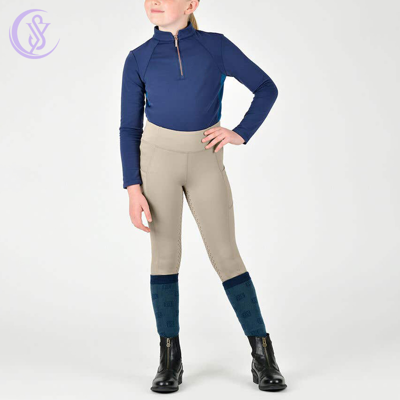 Cozy Soft High Waisted Compression Equestrian Riding Tights for Kids